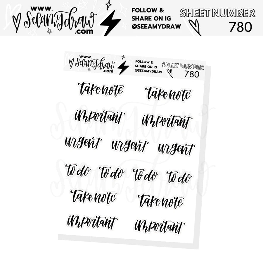 Sticker Sheets: Planner Stuff Scripts – Favourite Things Collective