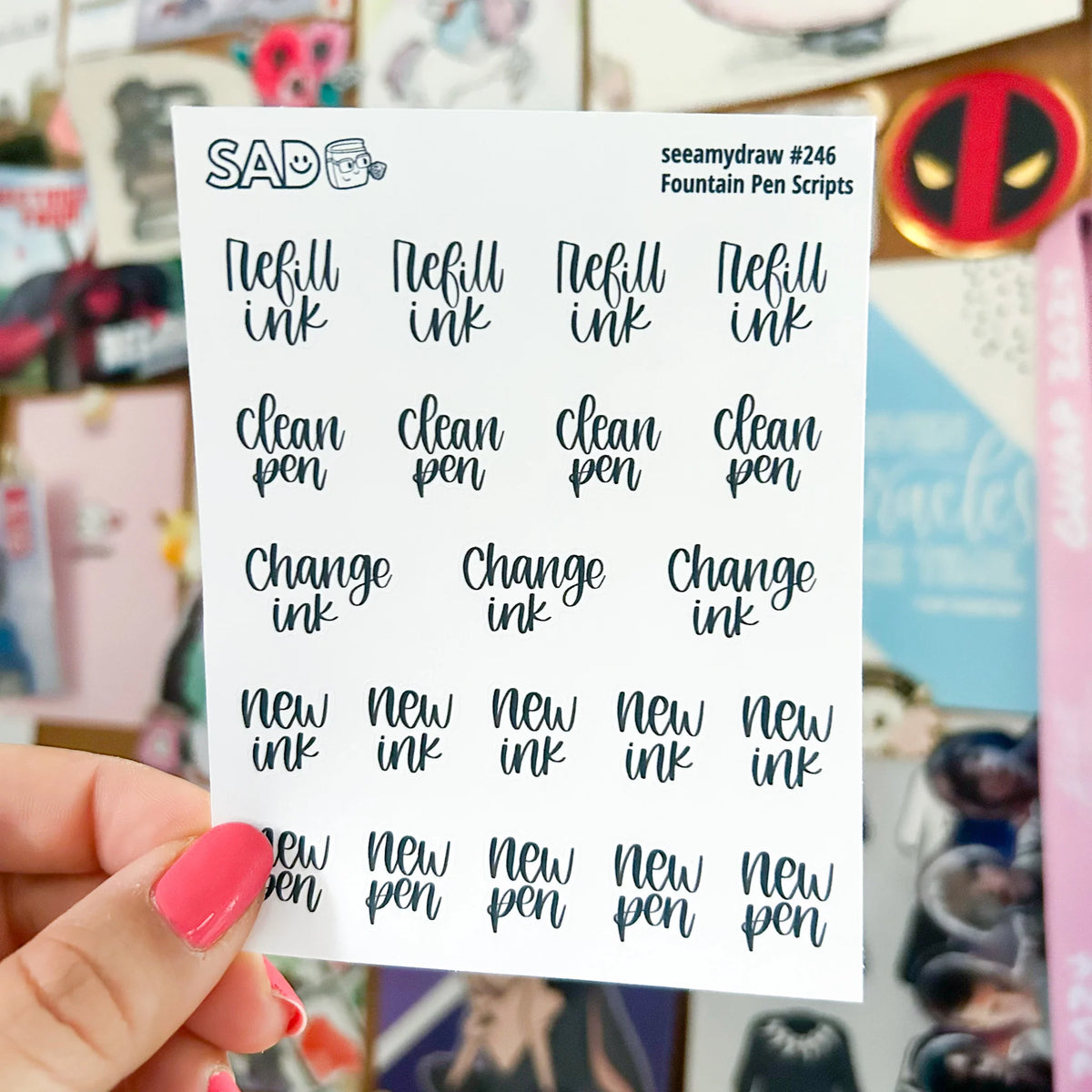 Sticker Sheets: Fountain Pen Scripts – Favourite Things Collective