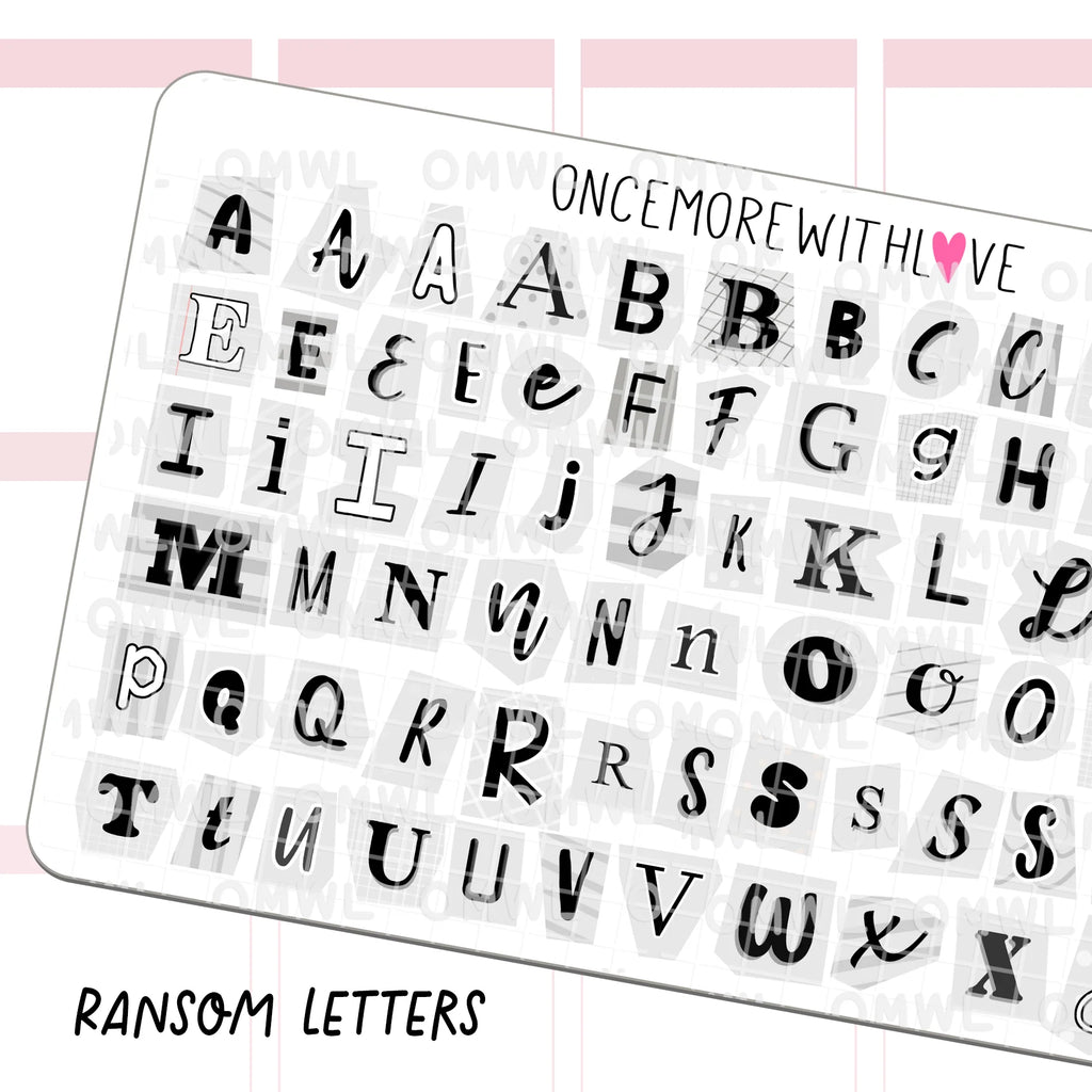 Sticker Sheets: Ransom Letters | Grey – Favourite Things Collective