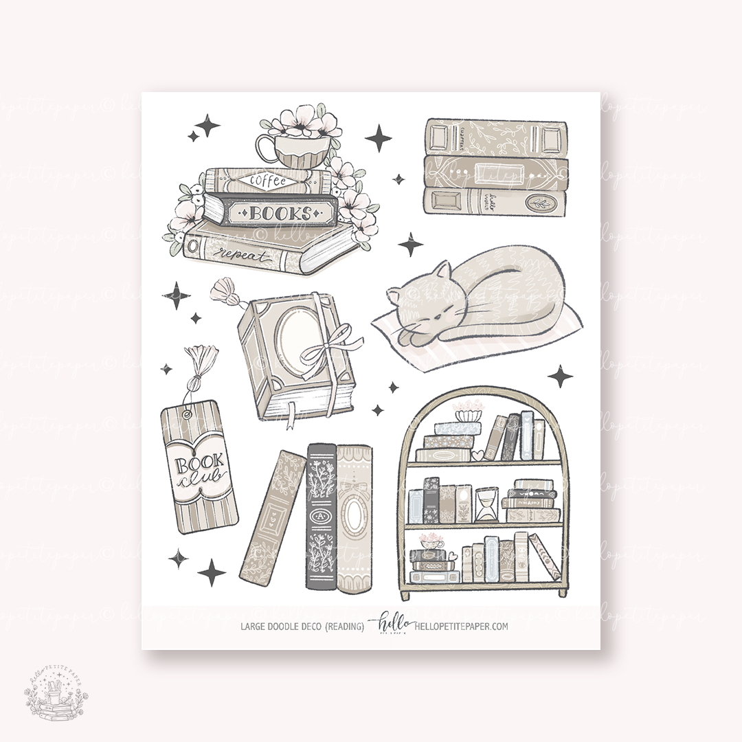 Sticker Sheets: Reading | Large Doodle Deco – Favourite Things Collective