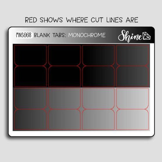 Tabs - Blank Planner Tab Stickers - Monochrome.