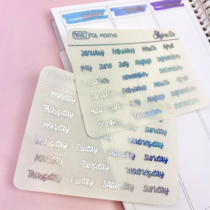 Functional - Foil Clear Days of the Week Stickers.