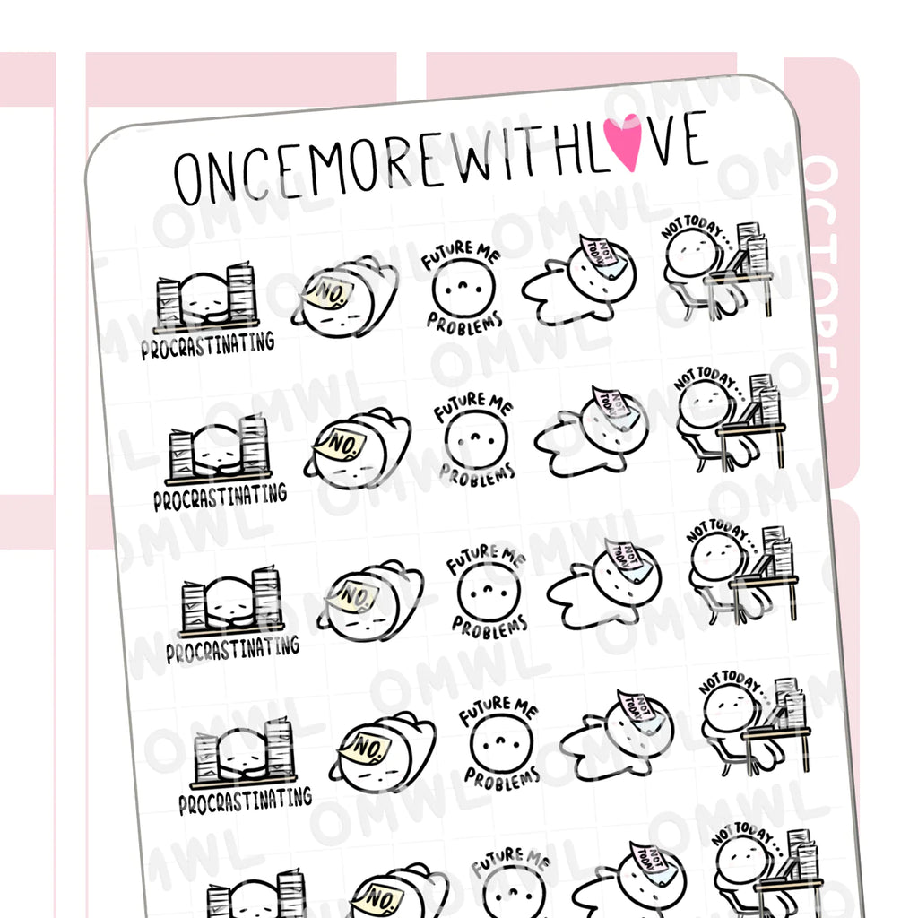 Procrastinate Sticker Sticker Sheets: Procrastination – Favourite Things Collective