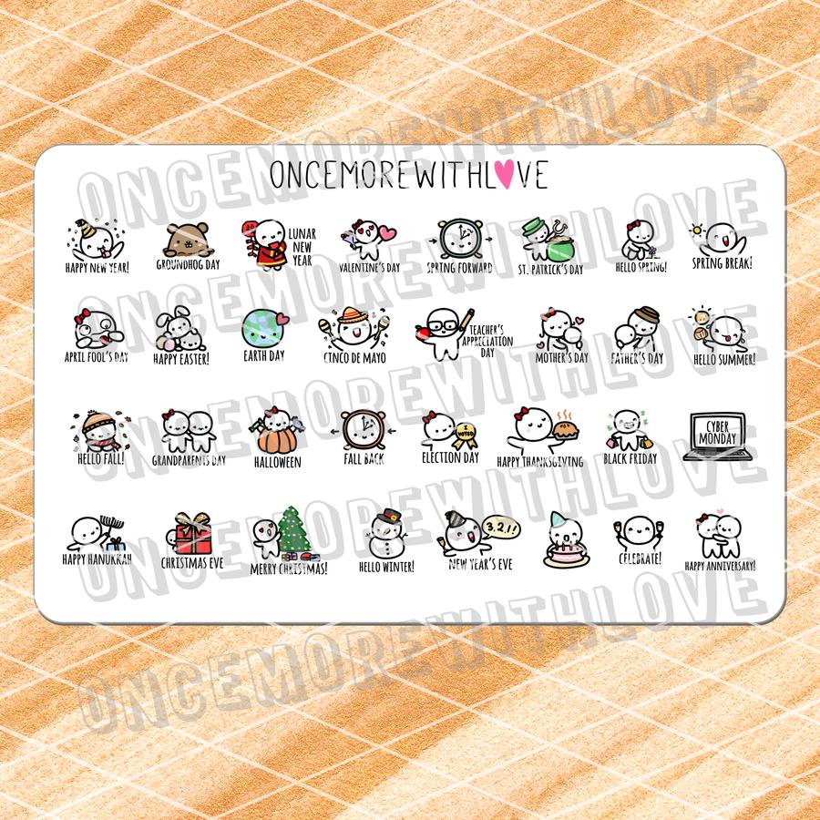 Tracker - Annual Holiday and Celebrations Planner Stickers.