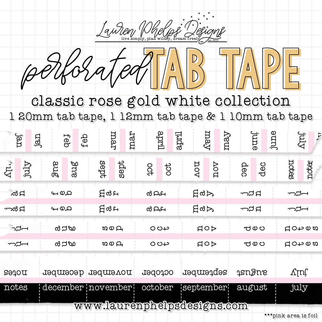 TAB TAPE:  ‘Classic Months’ Reversible Rose gold.