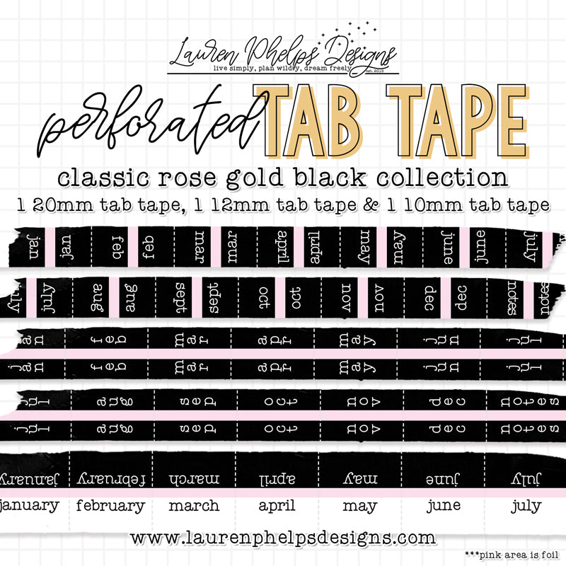 TAB TAPE:  ‘Classic Months’ Reversible Rose gold.