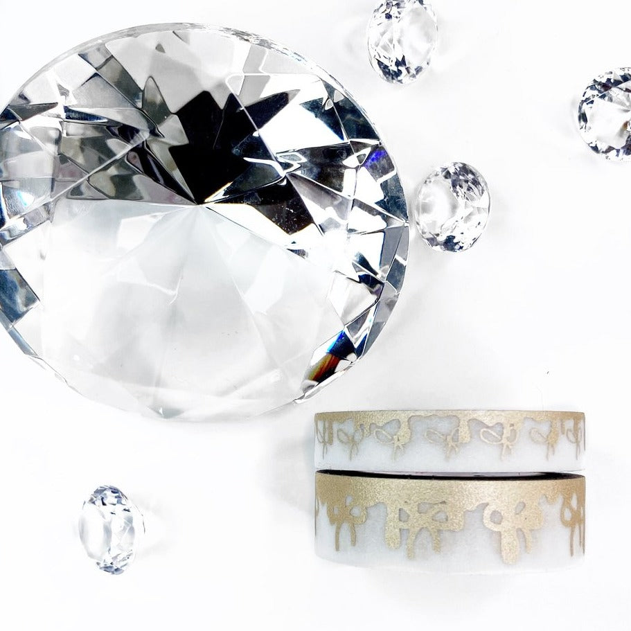 Washi - Bow Drip - White Diamond Glitter (set of 2).